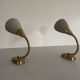 Pair of grey metal and brass wall lights, 1960s, Germany