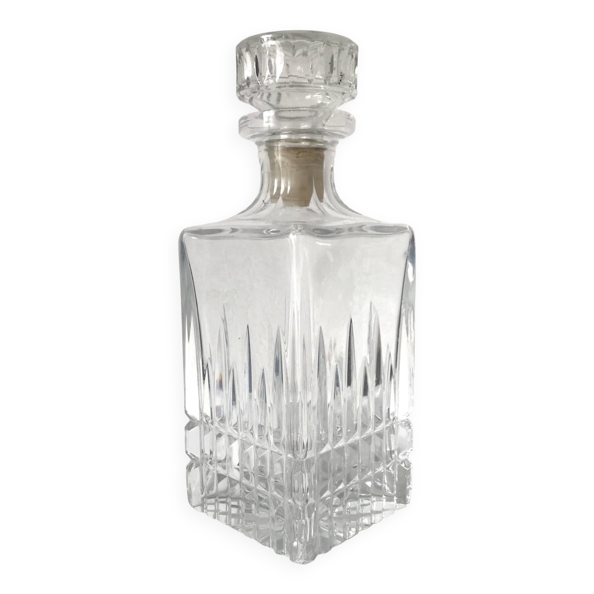 Crystal glass whiskey decanter