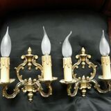Paire d'appliques double bras en bronze