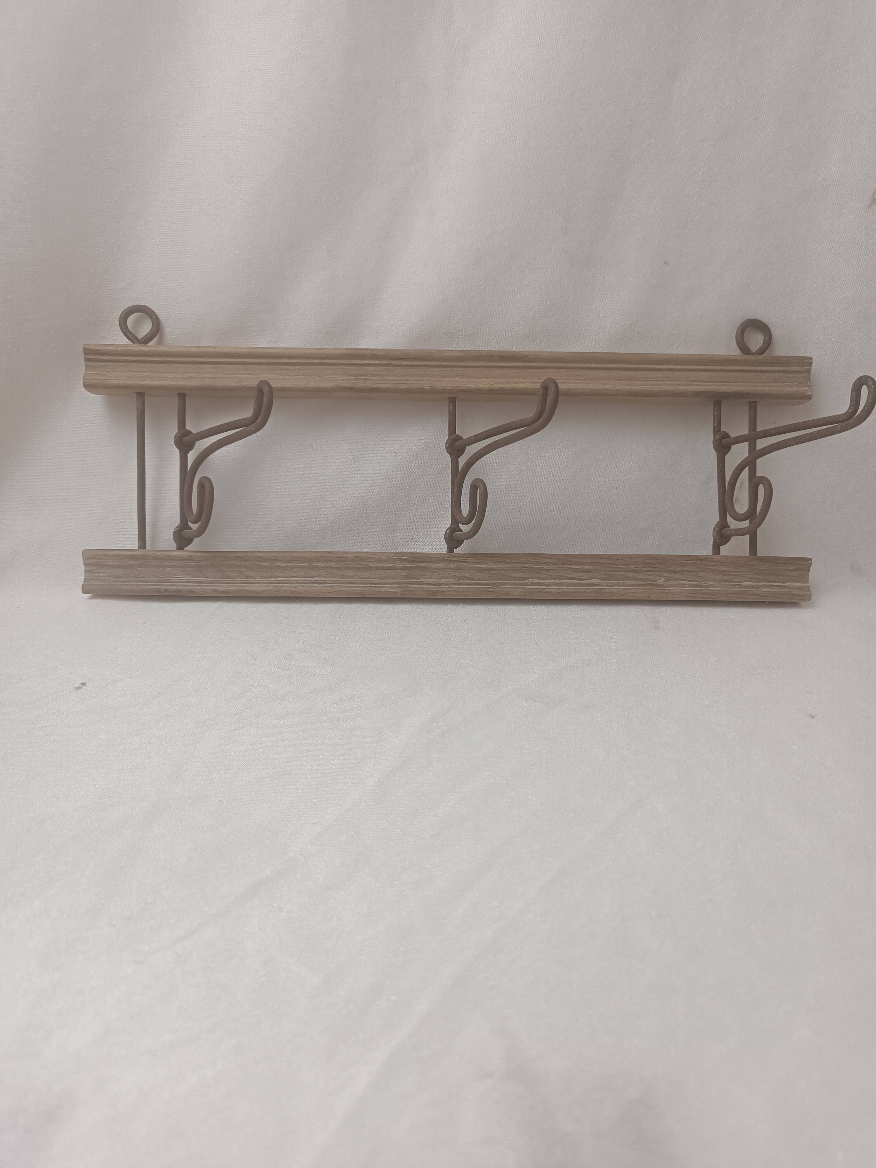 Coat rack/wood & iron hooks