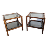 Pair of bamboo bedside tables or sofa ends from the 60s/70s