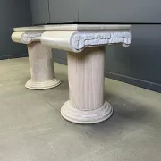 Vintage tessellated stone pedestal dining table by Maitland Smith, 1970s