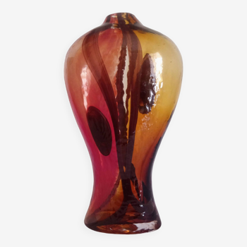 Vase soliflore Art Déco en verre de Murano, h - 36 cm.