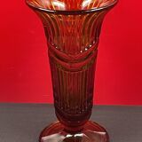 Art Deco Pressed Glass Vase Amber Color 25.3 cm