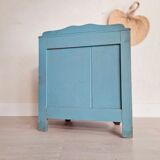 Old blue wood bedside table