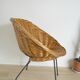 Fauteuil corbeille en rotin pieds métal