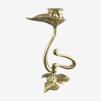 Art Nouveau brass candle holder