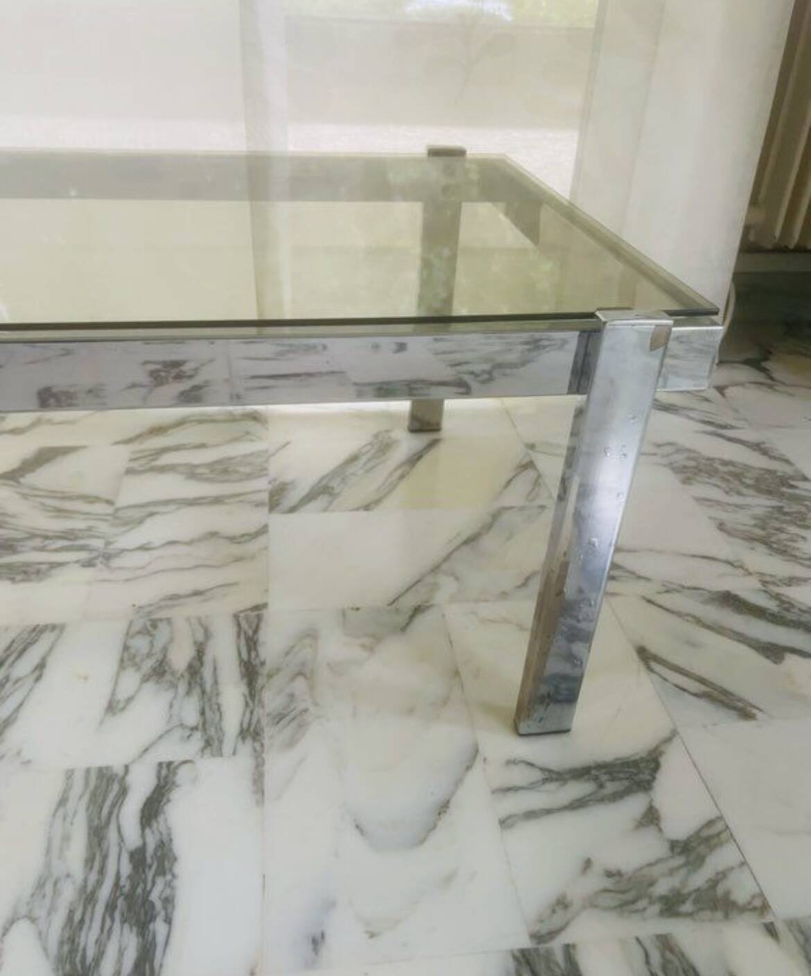 Table basse vintage « Space Age» métal chromé Roche Bobois circa 70