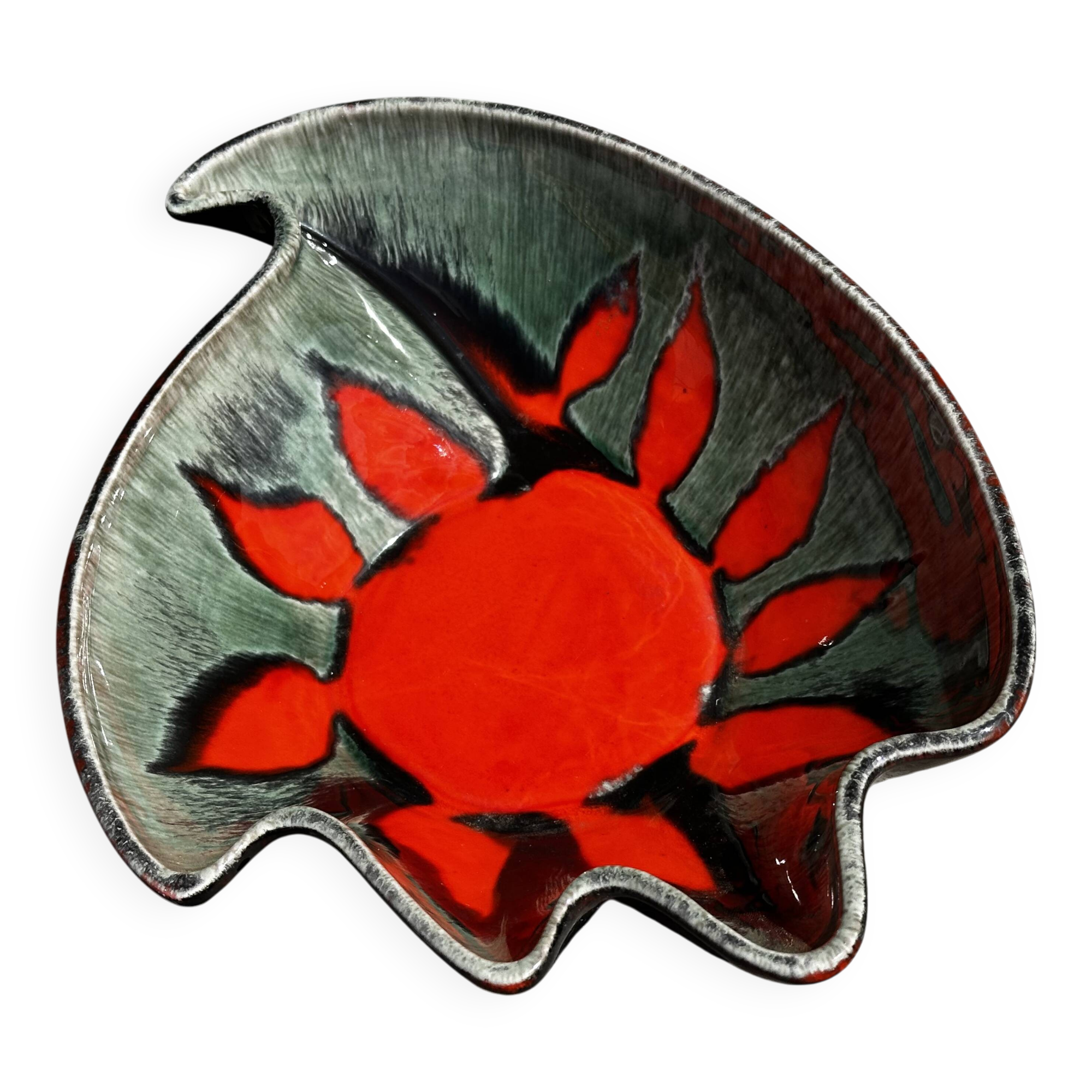 Coupe / Vide Poche - Décor Soleil - Forme Libre - Céramique Elchinger
