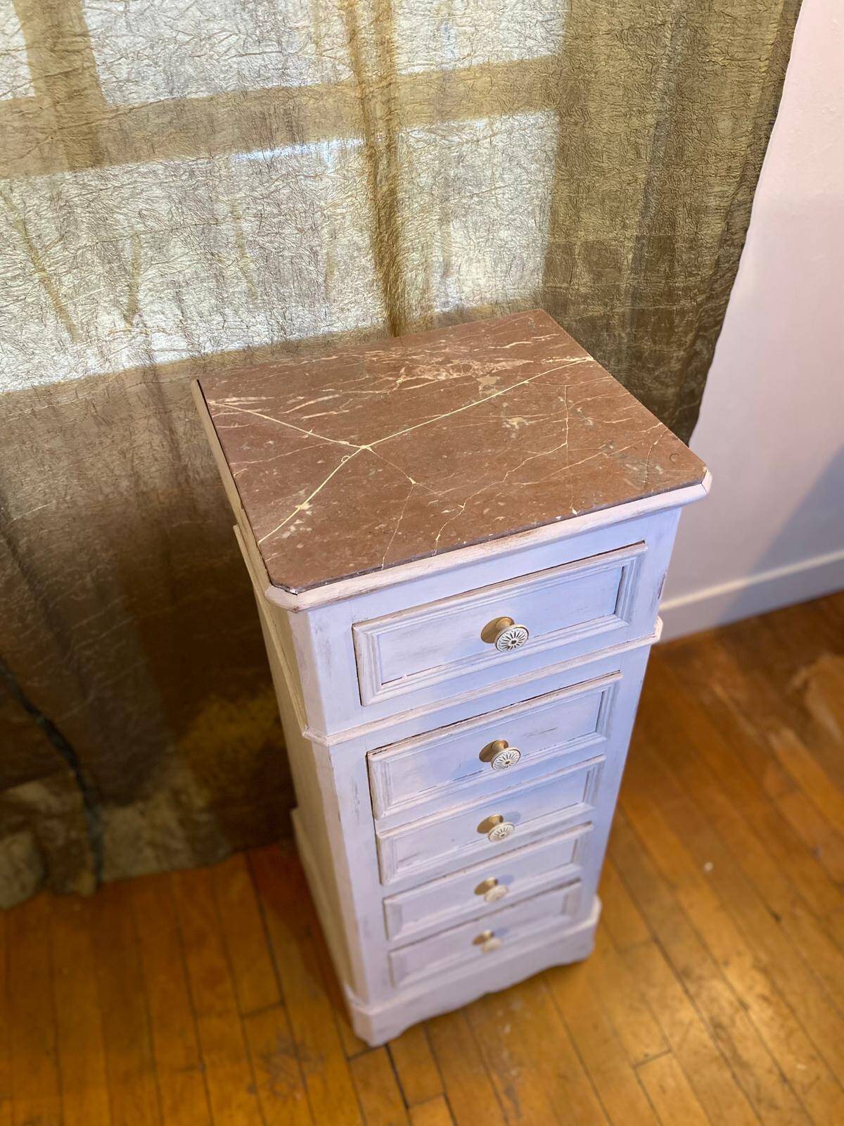 Renovated 19th-century bedside chest.