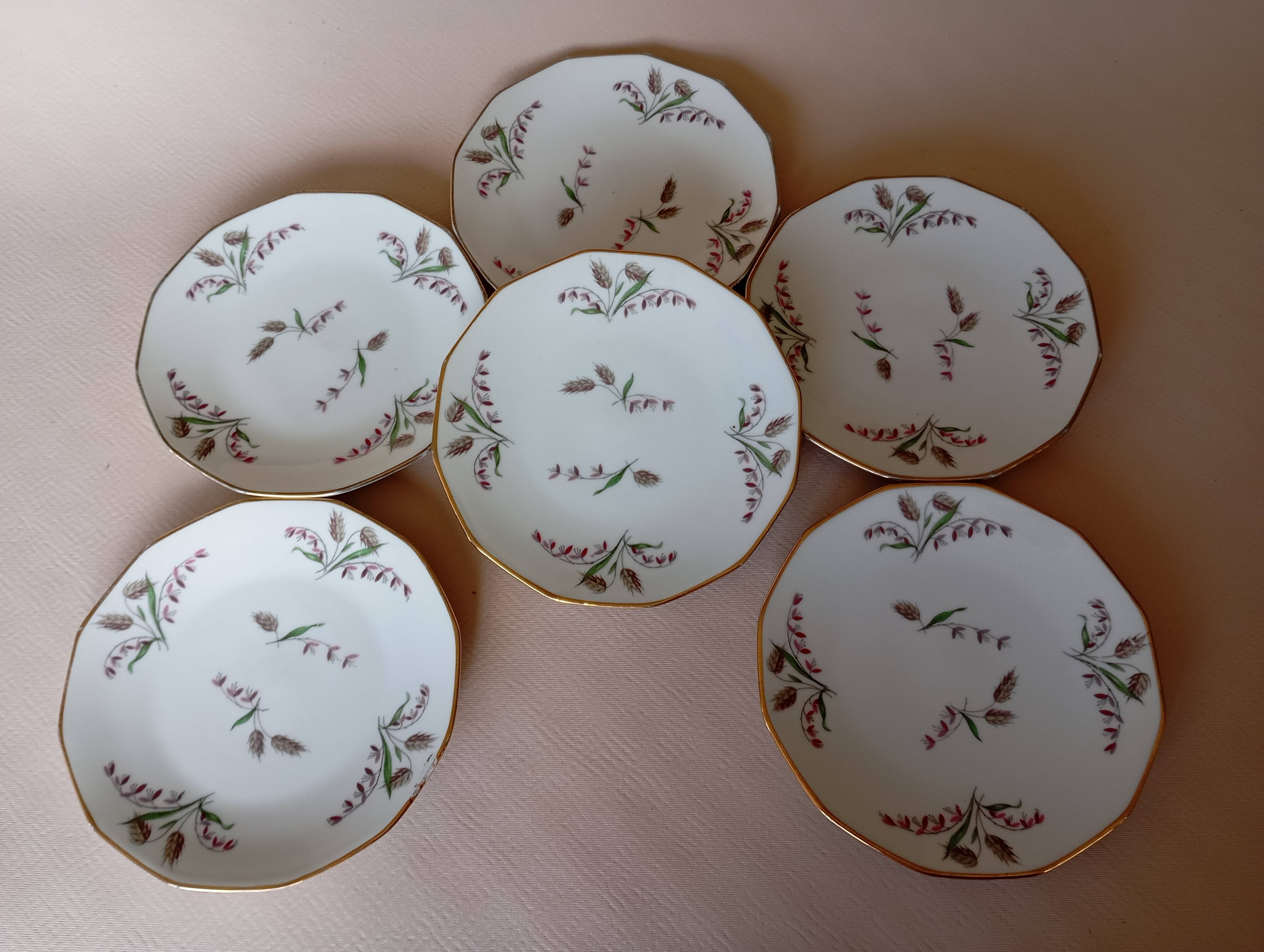 6 Limosa hard porcelain dessert plates (Limoges)