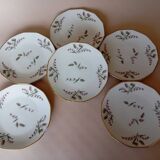 6 Limosa hard porcelain dessert plates (Limoges)