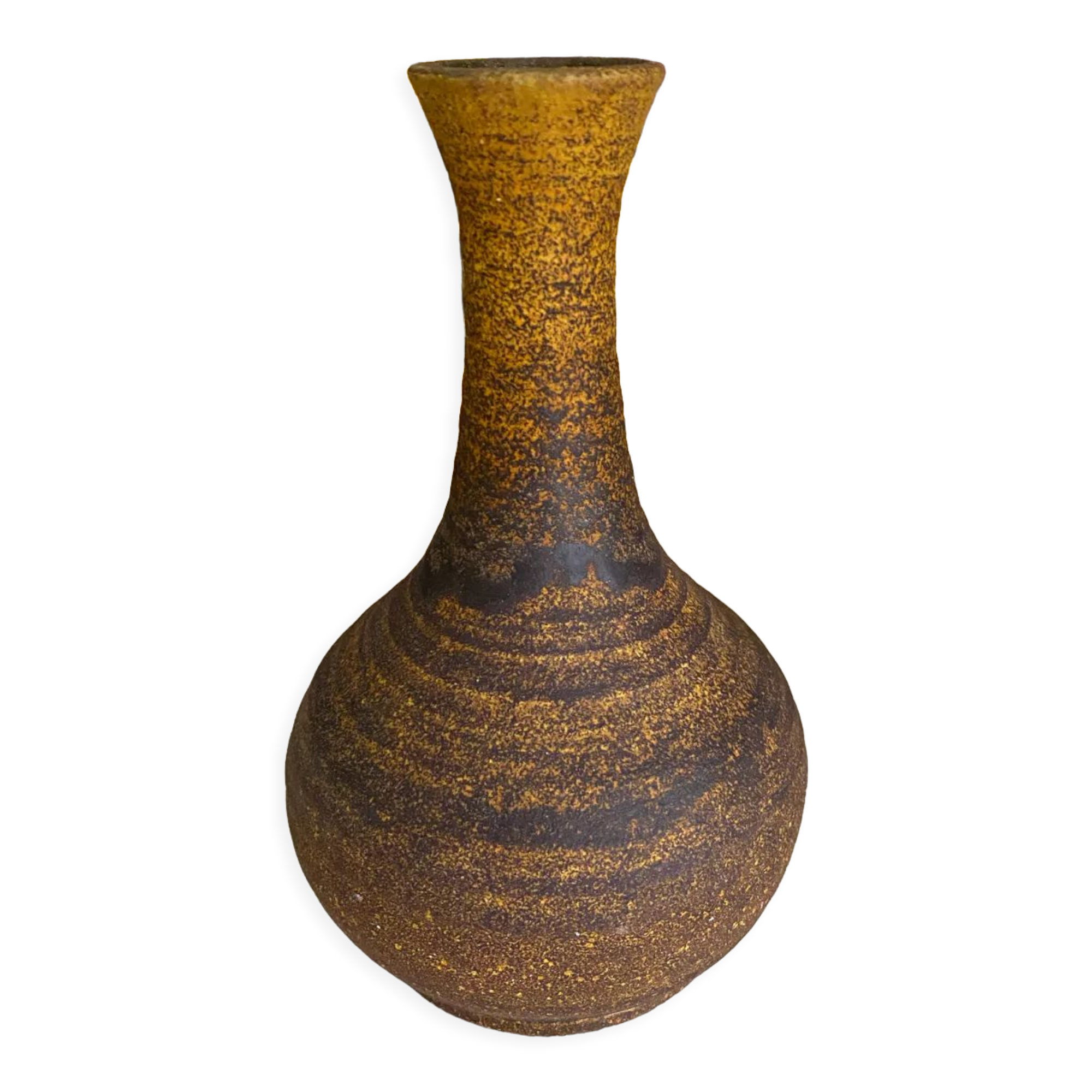 Golden yellow ochre Accolay ceramic vase
