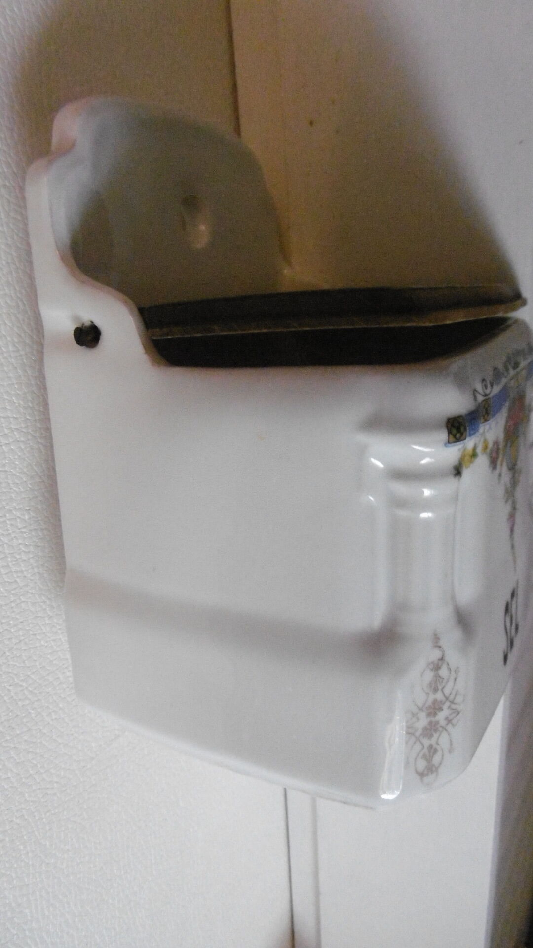 White flowered porcelain salt box