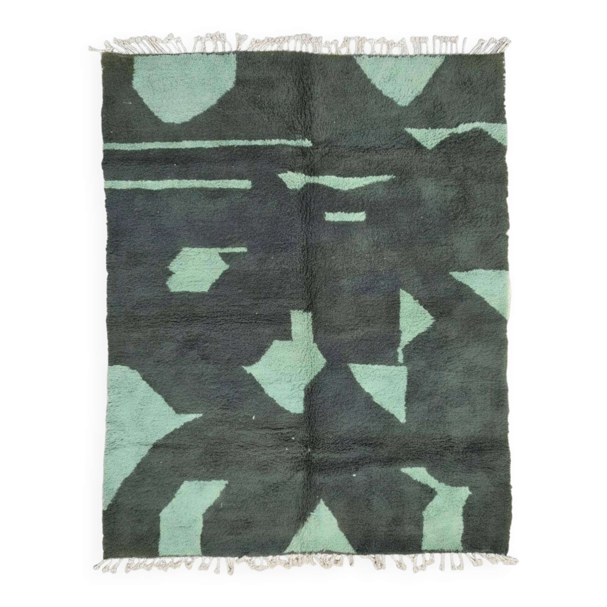 Contemporary Green Berber Rug - 300 x 246 cm