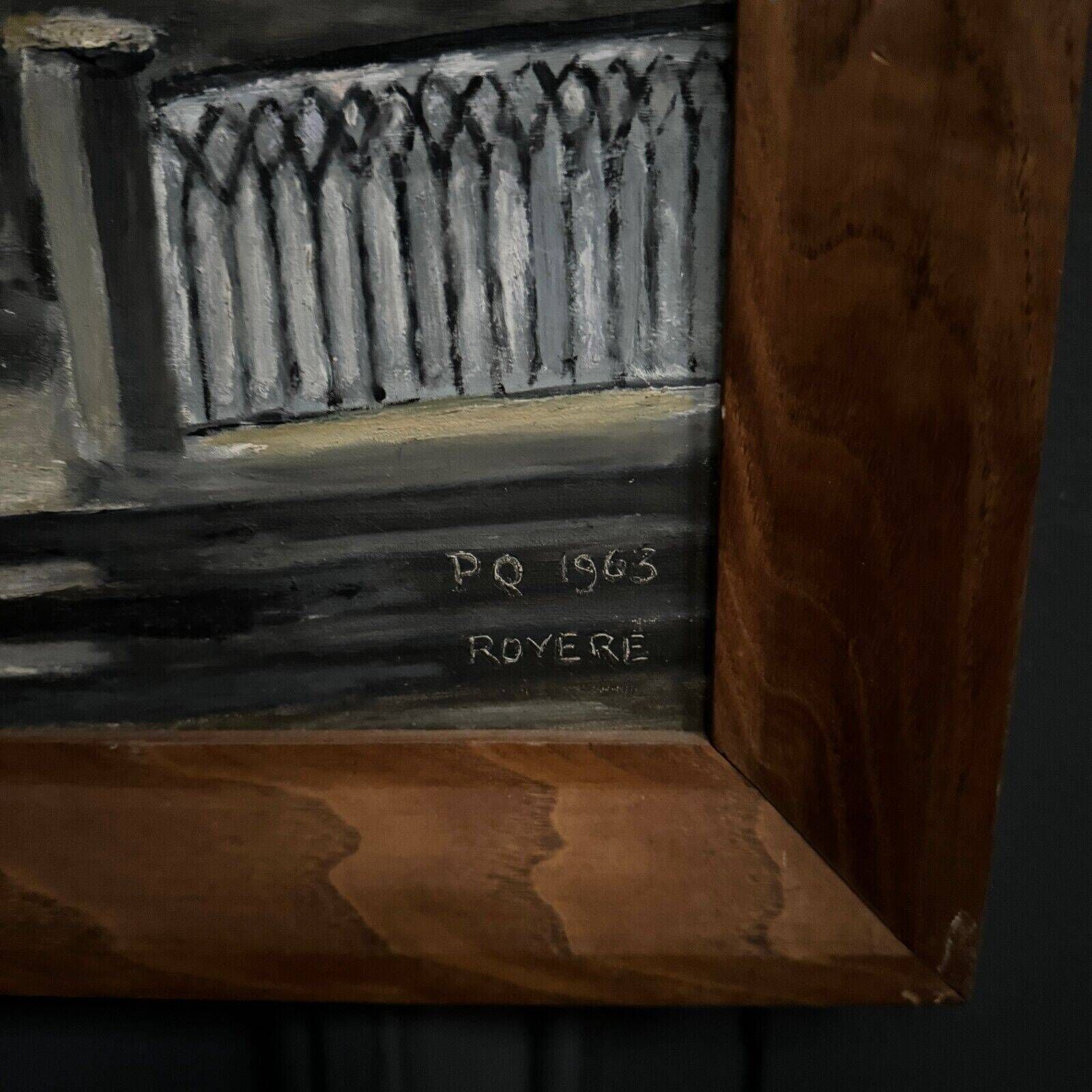 Oil on hardboard interior of a Breton church by PQ Royere 1965