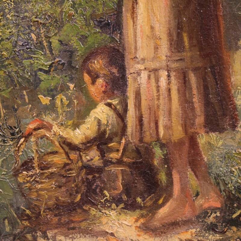 Italian landscape with figure painting signed and dated 1914