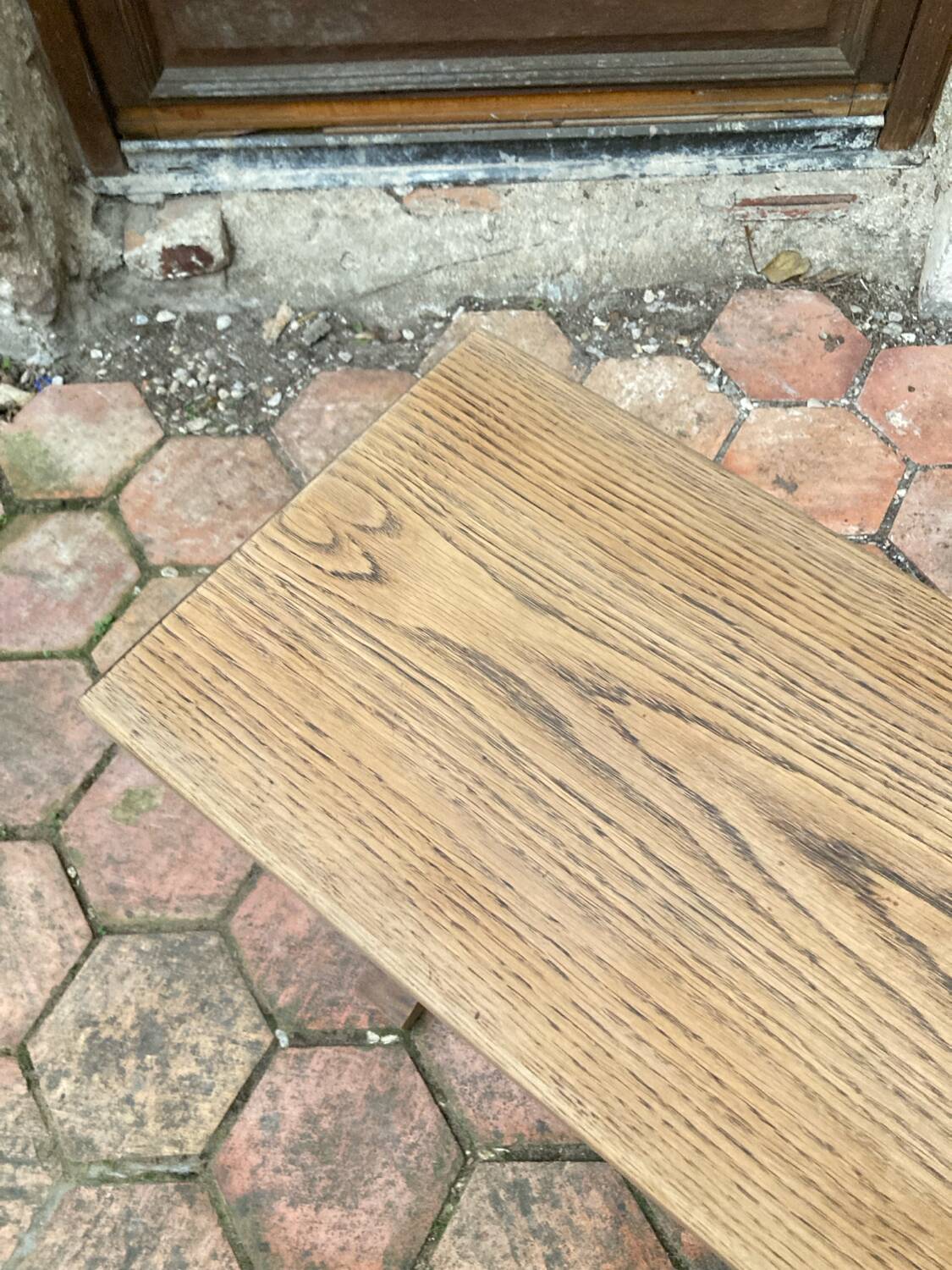 Pair of antique solid oak benches