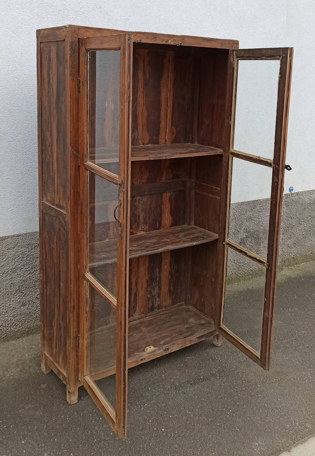 Old wooden glazed cabinet