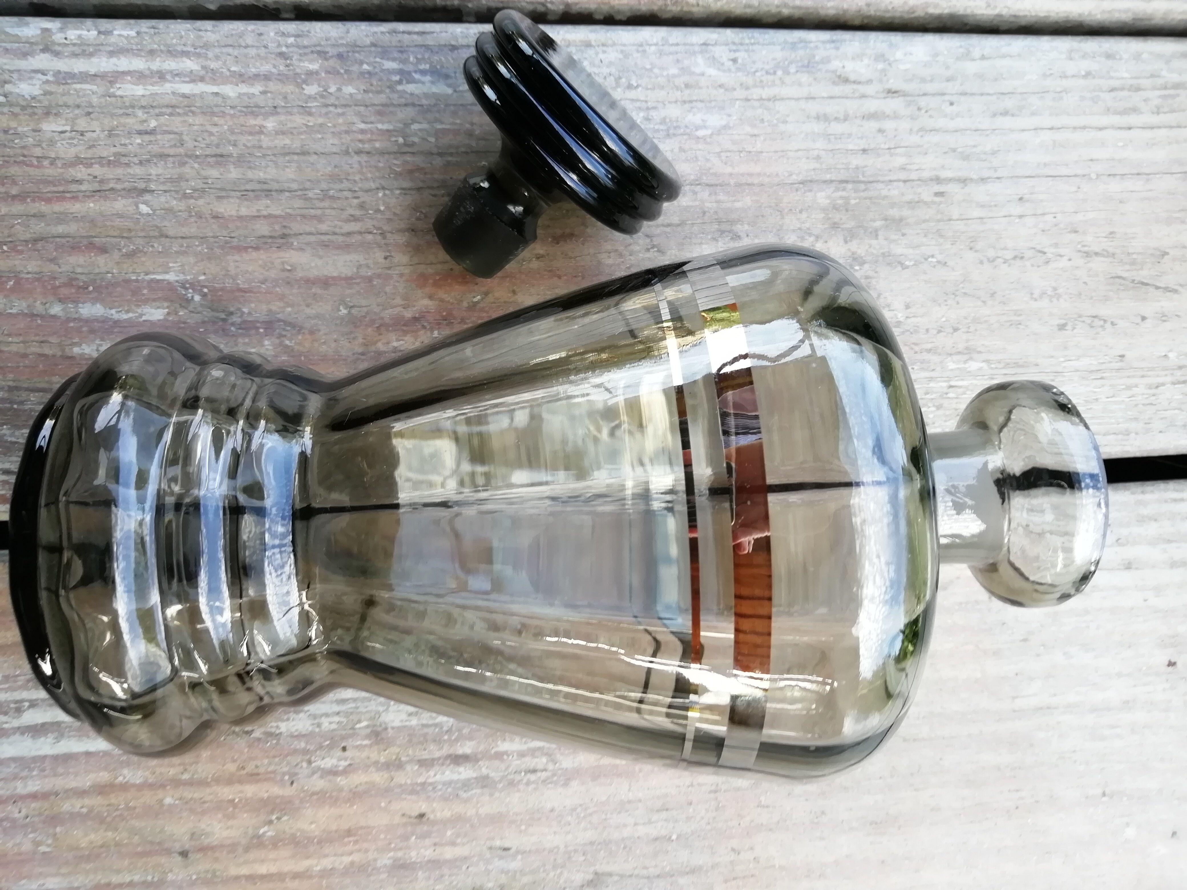Black smoked glass decanter