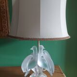 Crystal lamp Lalique with two doves model Ariane