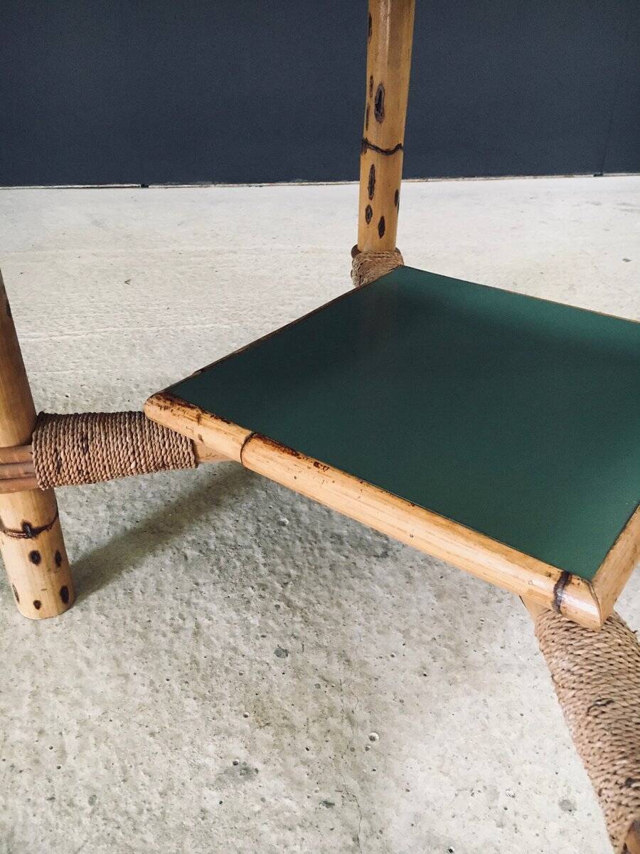 Mediterranean Bamboo Side Table in the style of Audoux Minet, France, 1950s