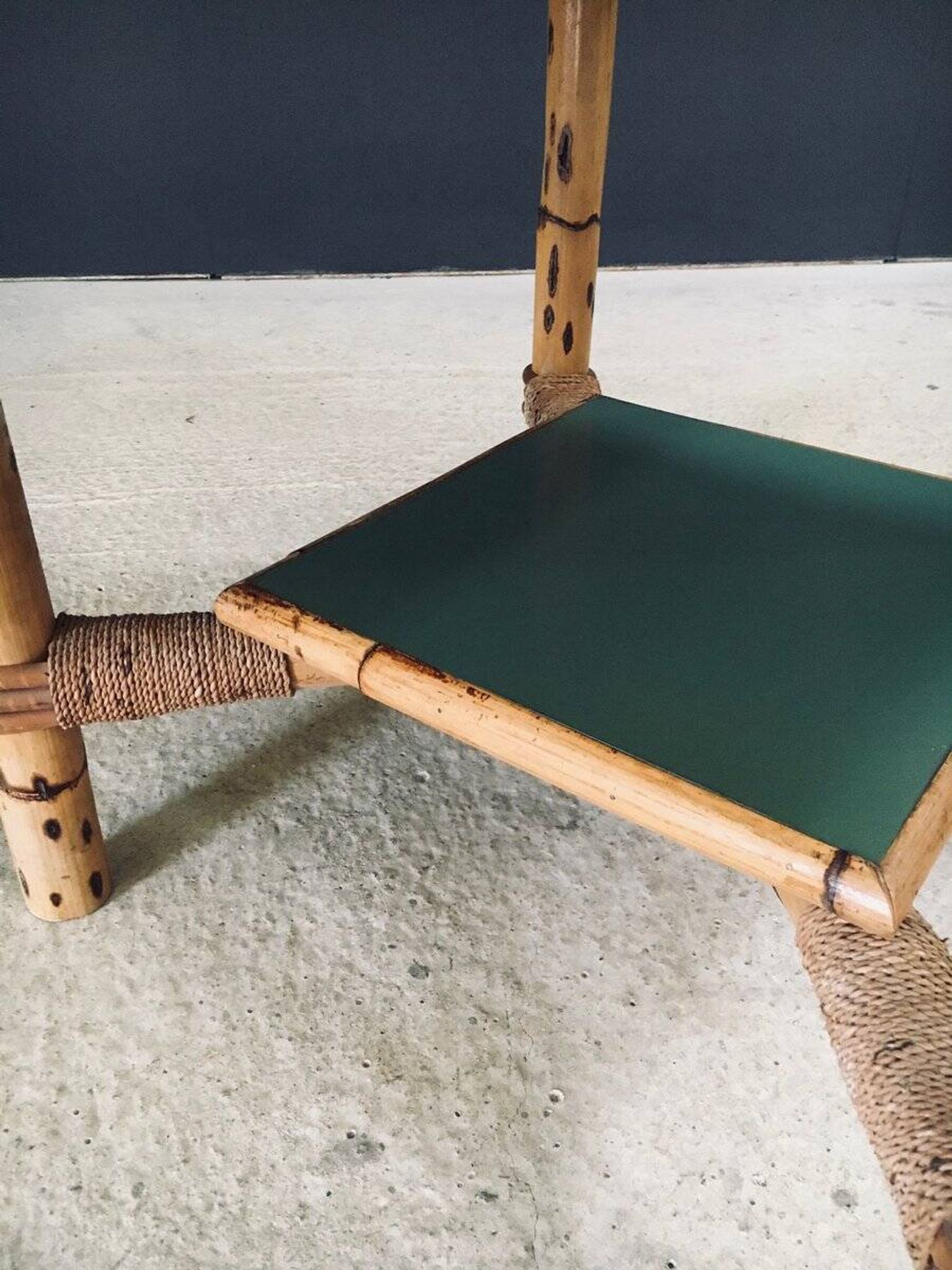 Mediterranean Bamboo Side Table in the style of Audoux Minet, France, 1950s