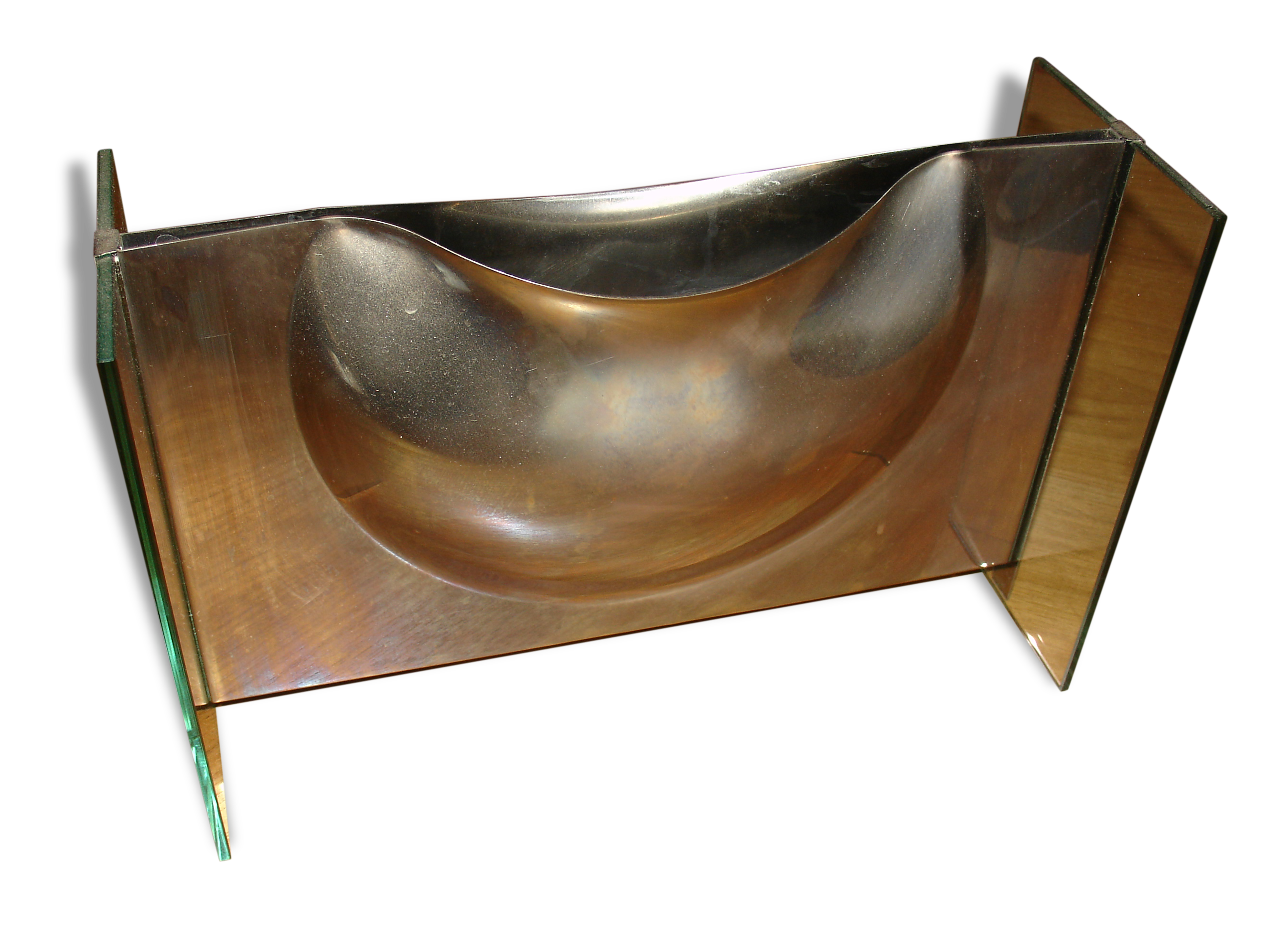 Glass and steel vase, circa 1970