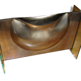 Vase verre et acier vers 1970