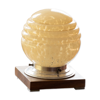 Art Deco lamp in Clichy glass and wooden base