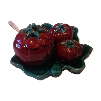 Vallauris - Mustard , salt and pepper maker form of tomatoes