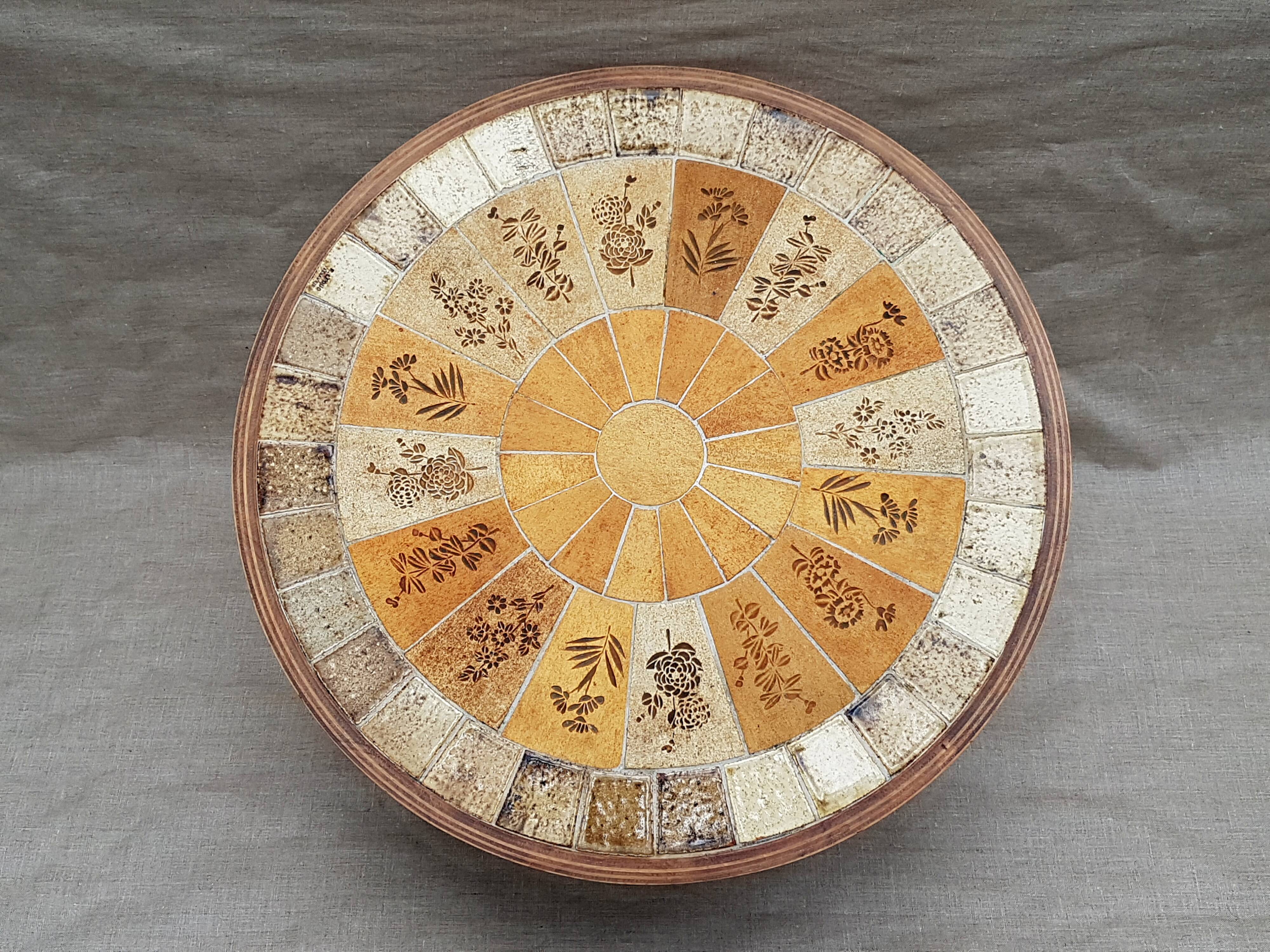 Vintage ceramic coffee table by Vallauris by R Leduc