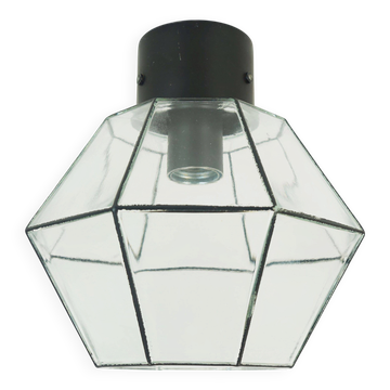 vintage limburg CEILING LIGHT flush mount clear glass shade and metal
