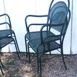 set of 4 perforated metal garden armchairs