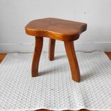 Brutalist tripod stool 1960 solid elm