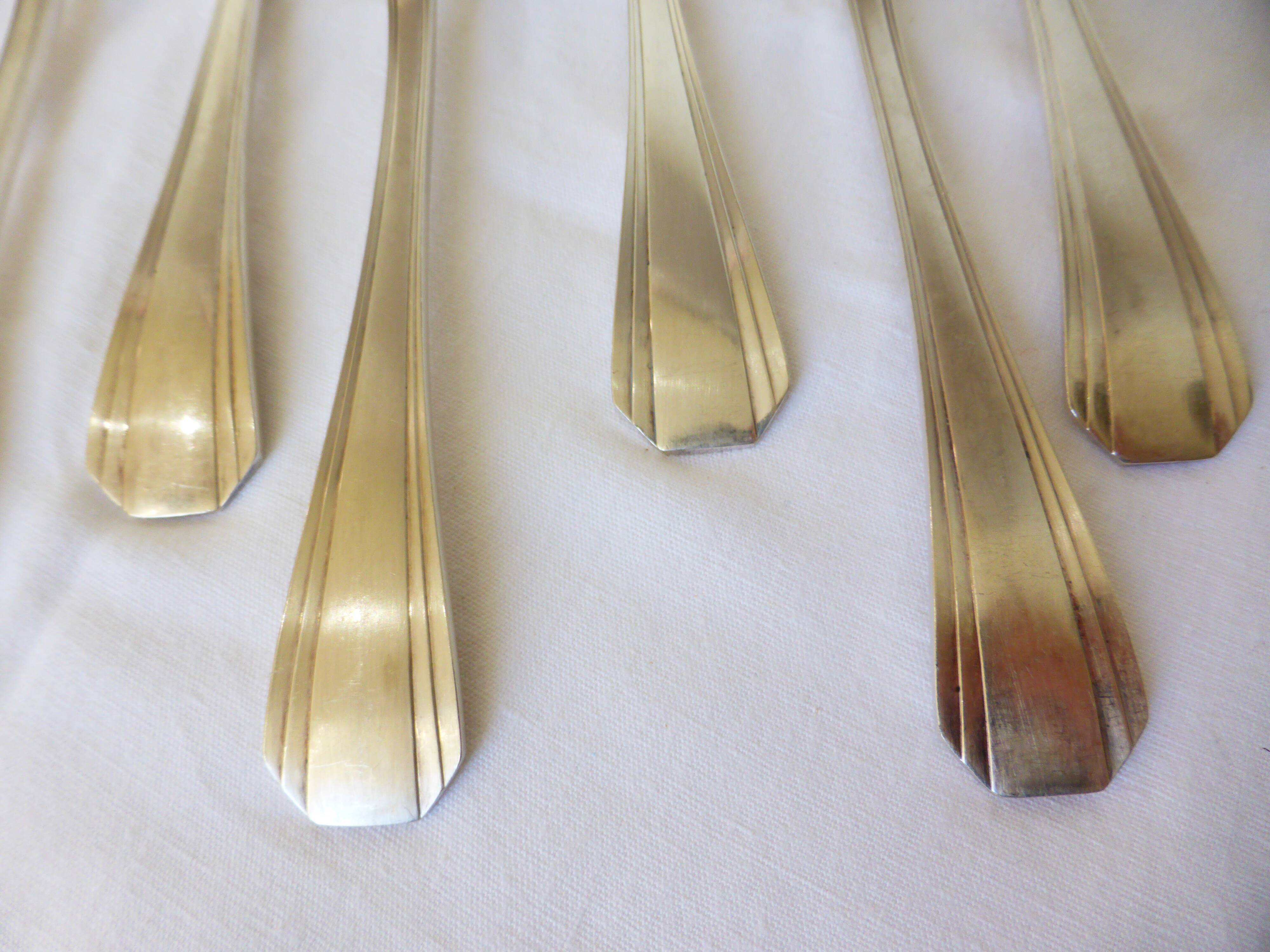 6 fourchettes vintage Christofle de style art déco en métal argenté