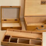 3 vintage dovetail wooden boxes