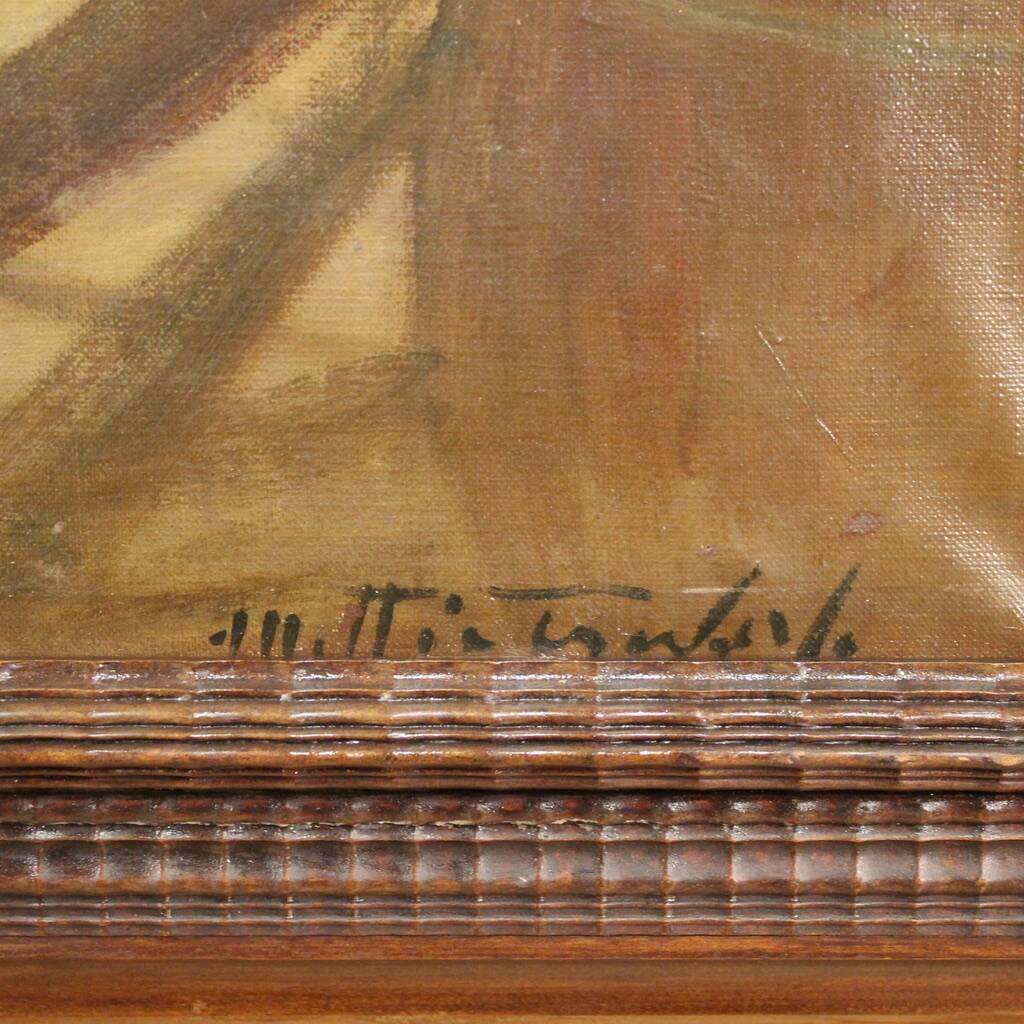 Italian painting signed Mattia Traverso, genre scene