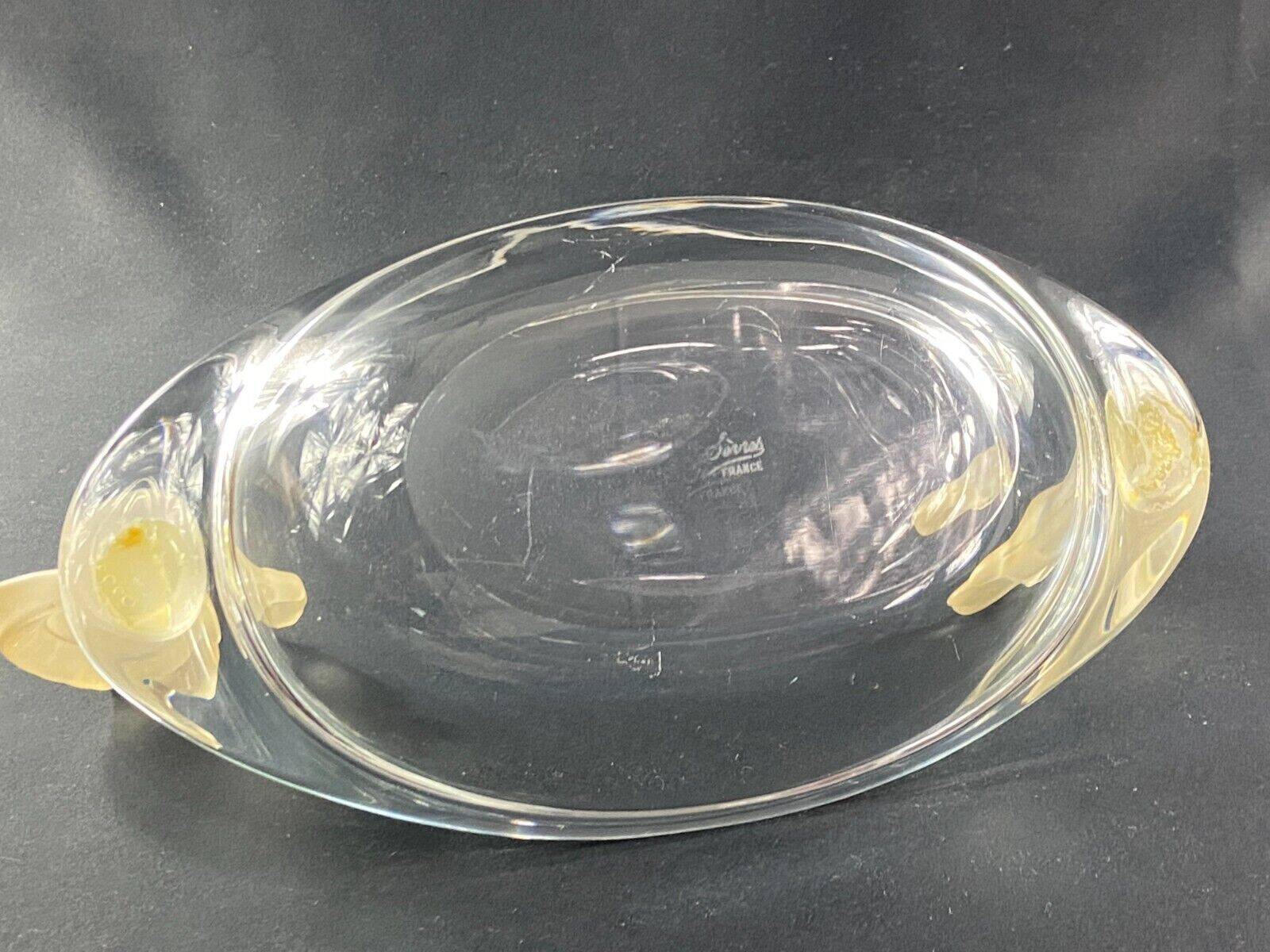 Oblong crystal bowl signed Sèvres decorated with squirrels