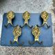 5 lion coat hooks in solid brass Art Nouveau
