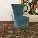 Vintage blue velvet toad chair