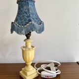 Small Vintage Table Lamp with Blue Shade