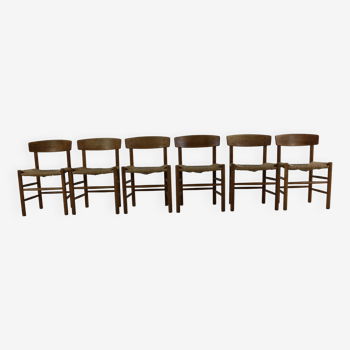 Ensemble de six chaises à repas en chêne par Borge Mogensen