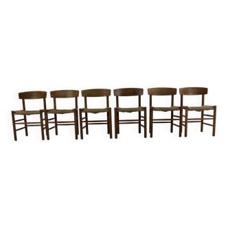 Ensemble de six chaises à repas en chêne par Borge Mogensen