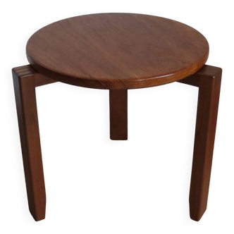 Petite table circulaire à trois pieds du milieu du siècle 1960 en Afrormosia et teck