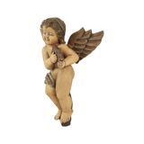 Vintage Solid Wood Angel Cherub Statue Hand Painted 49cm