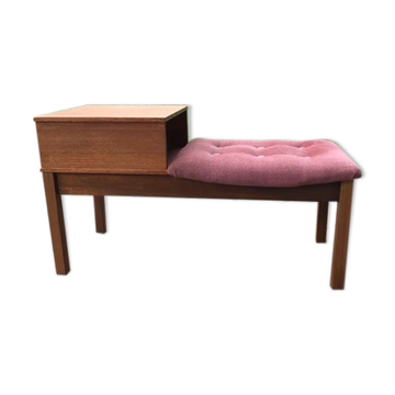 Banc téléphonique en teck du milieu du siècle, années 1960