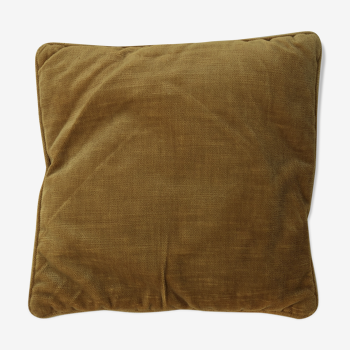 Golden yellow color velvet cushion