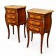 Louis XV bedside tables with floral marquetry