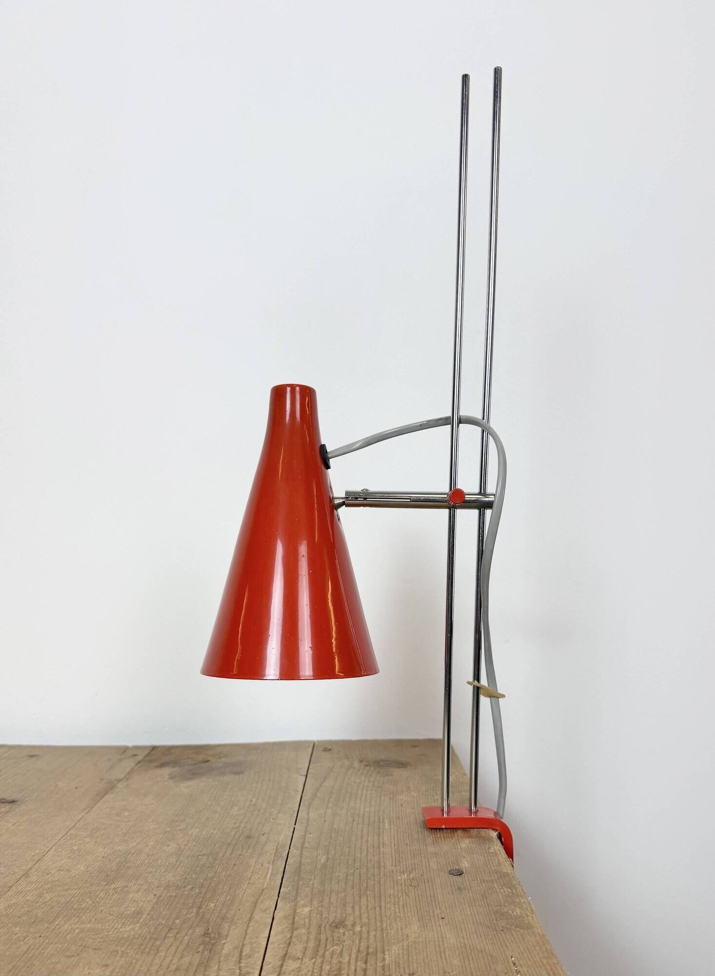 Vintage Red Table Lamp by Josef Hůrka for Lidokov, 1960s